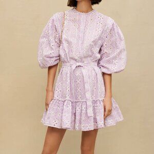 Maje Embroidered Cotton Mini Dress - Size M